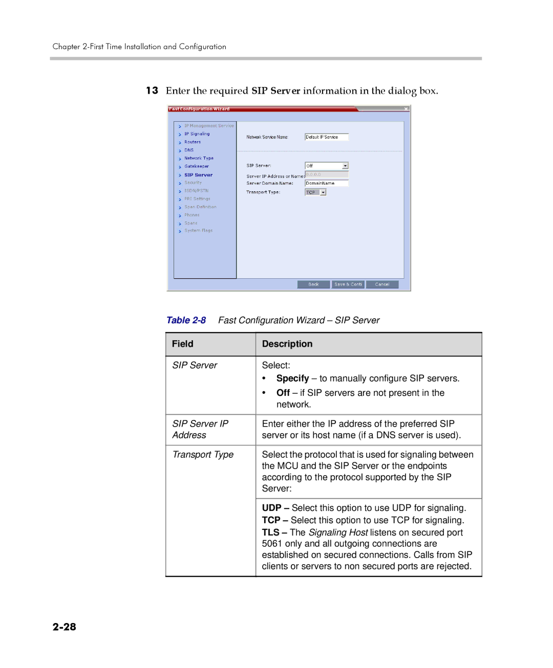 Polycom DOC2560C manual Enter the required SIP Server information in the dialog box 