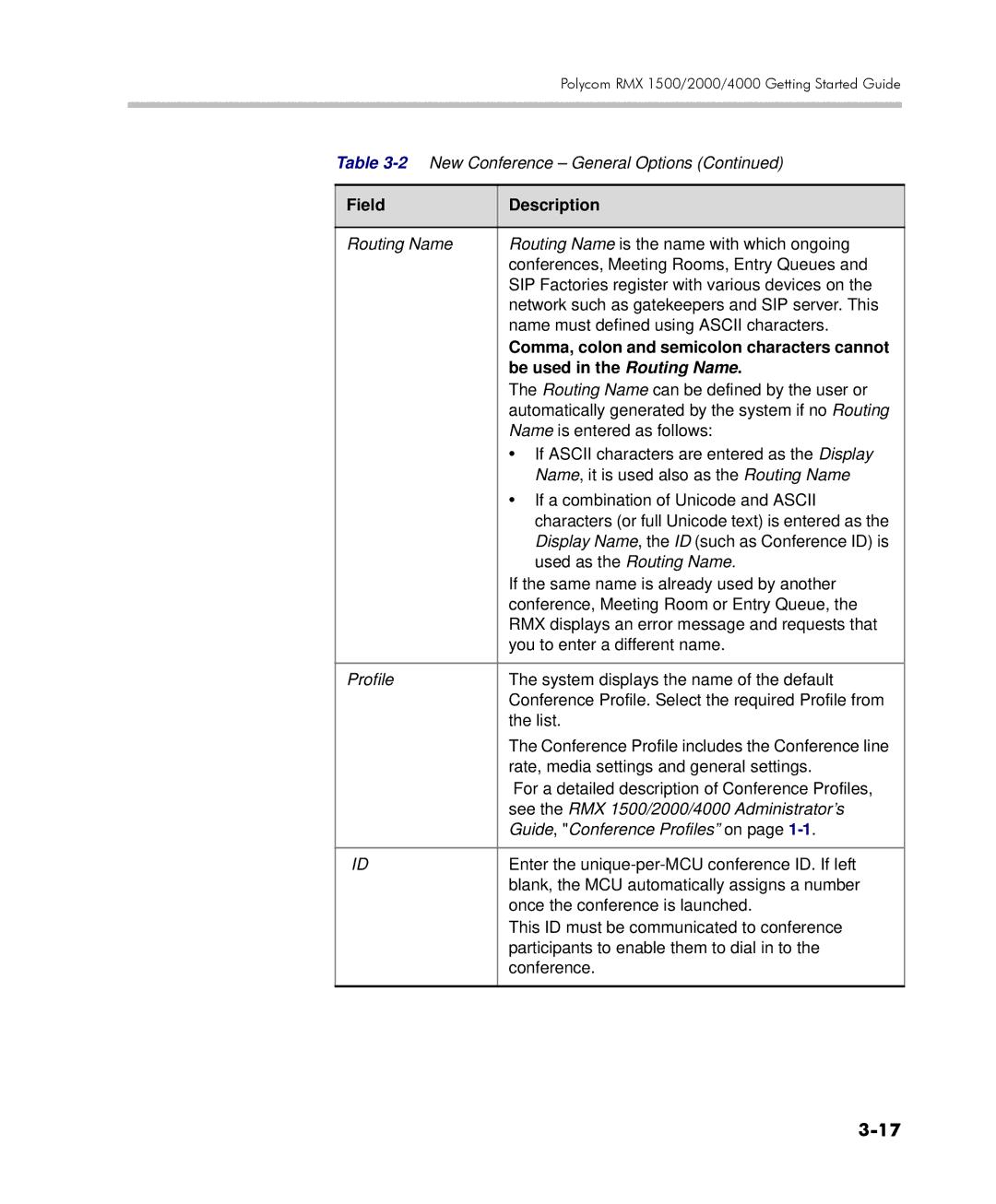 Polycom DOC2560C manual Comma, colon and semicolon characters cannot, Be used in the Routing Name 