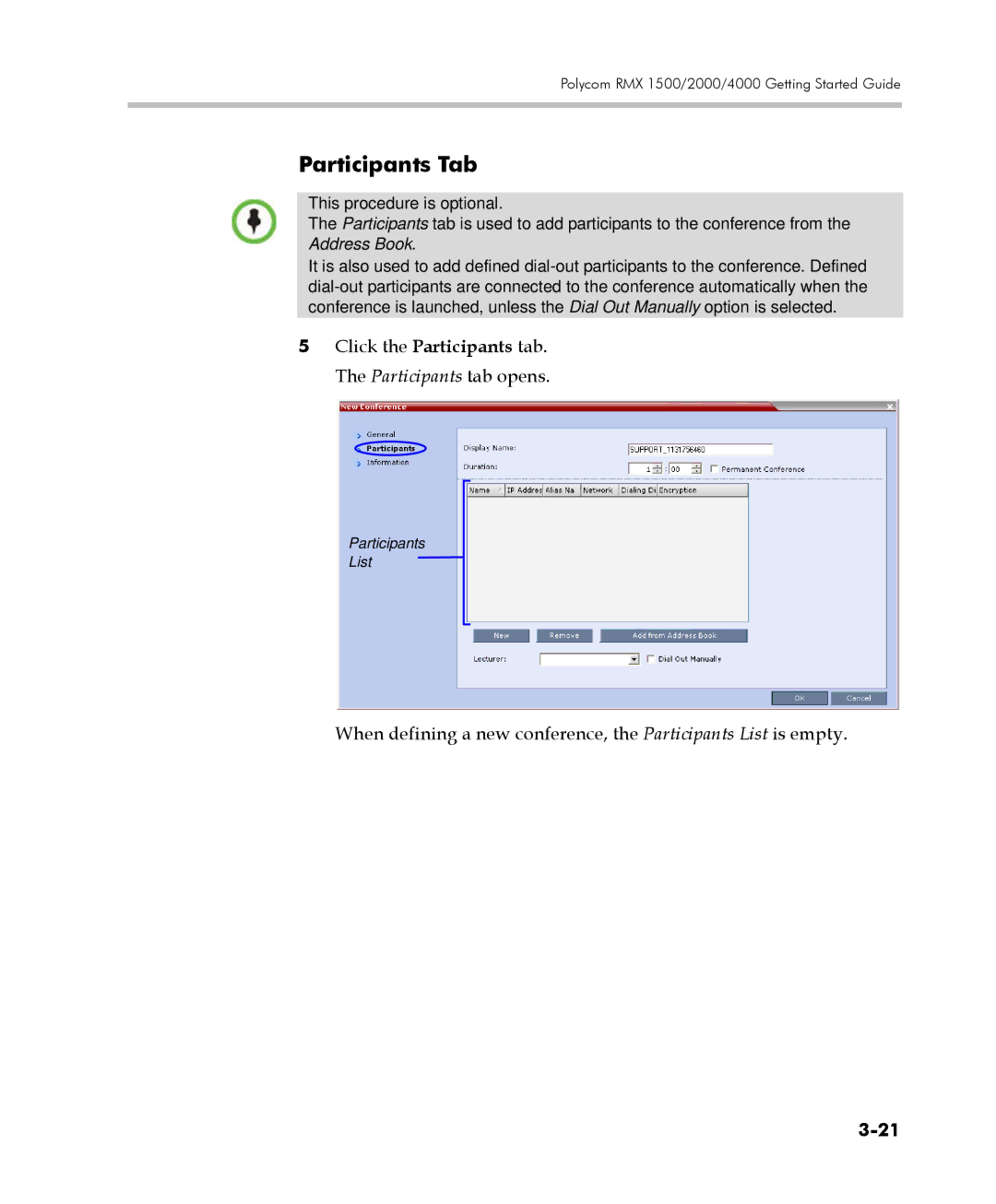 Polycom DOC2560C manual Participants Tab 