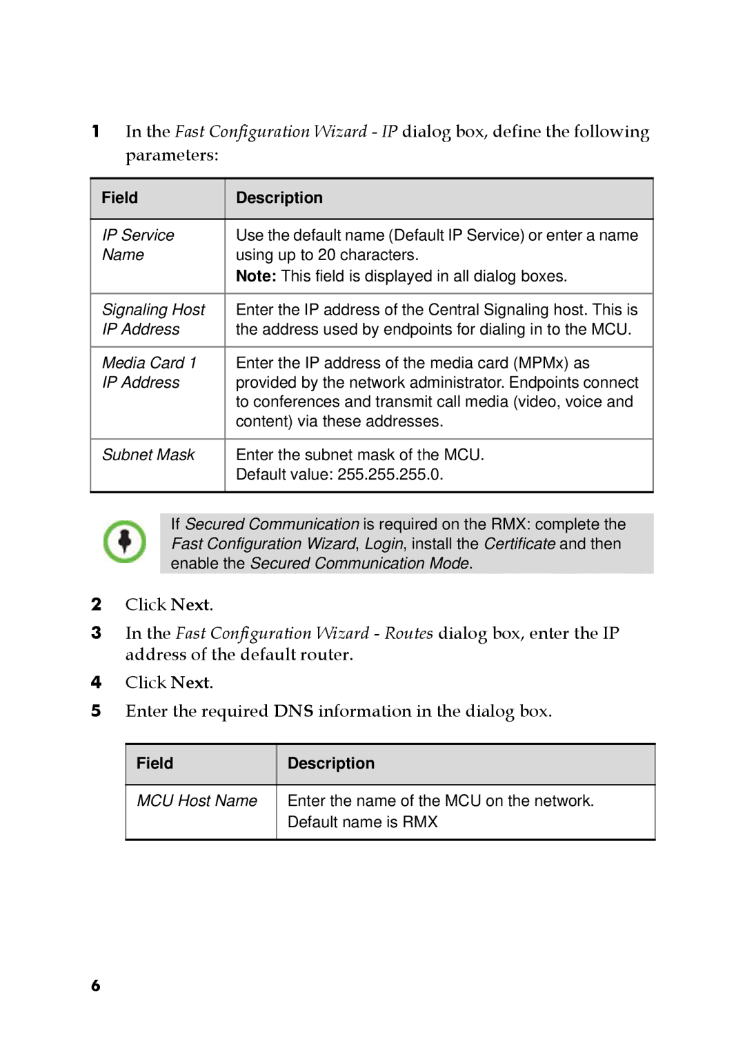 Polycom DOC2562A manual Field Description 