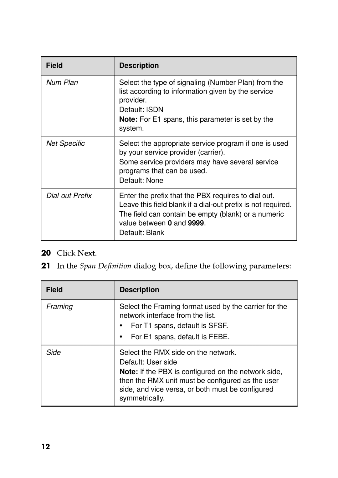 Polycom DOC2563A manual Field can contain be empty blank or a numeric 