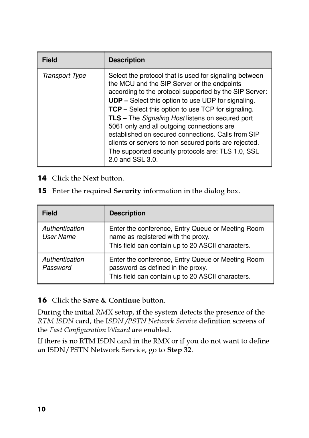 Polycom DOC2564A manual Field Description 