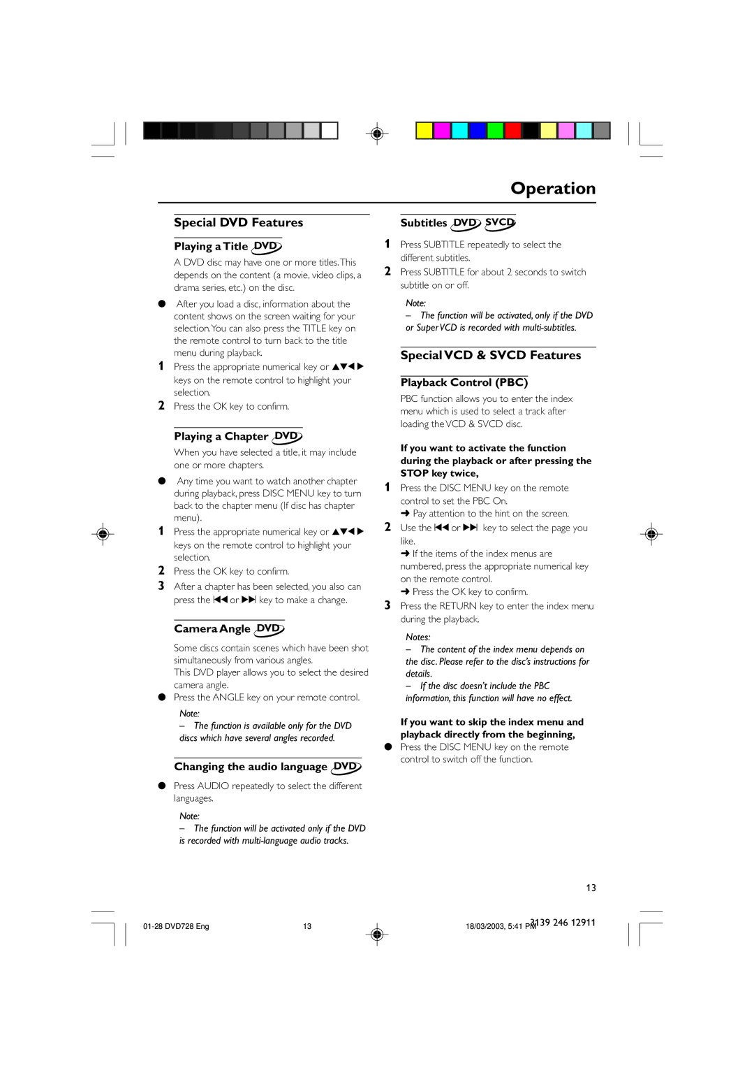 Polycom DVD 729 owner manual Special DVD Features, Special VCD & Svcd Features 