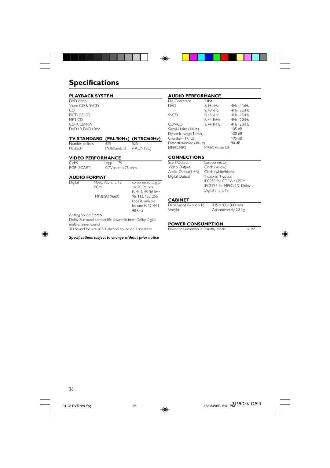 Polycom DVD 729 owner manual Specifications 