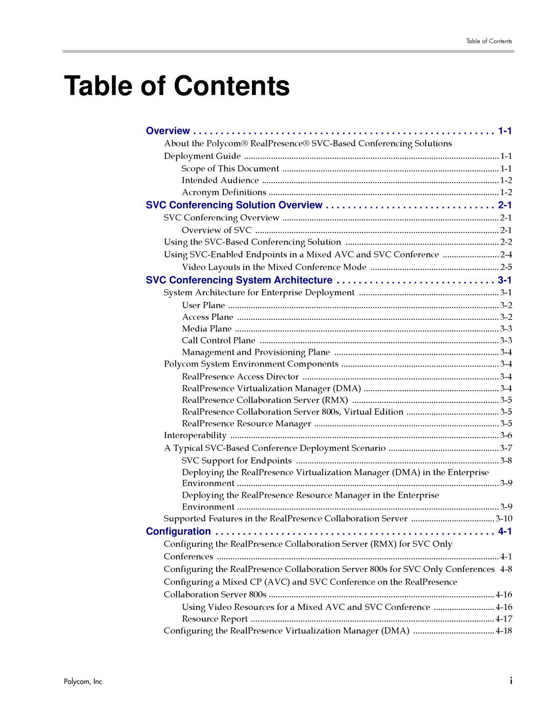 Polycom EDOC2501b manual Table of Contents 