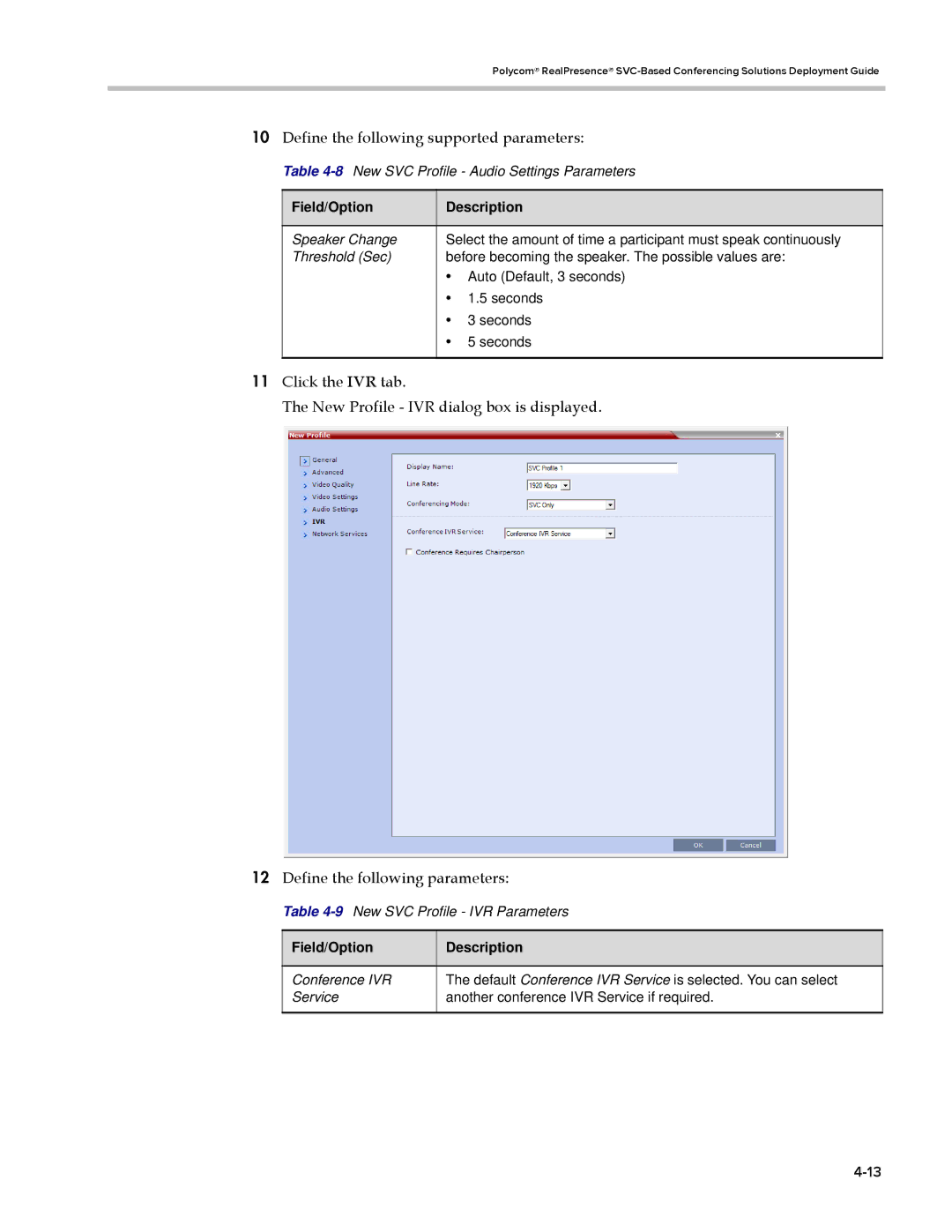 Polycom EDOC2501b manual 8New SVC Profile Audio Settings Parameters 