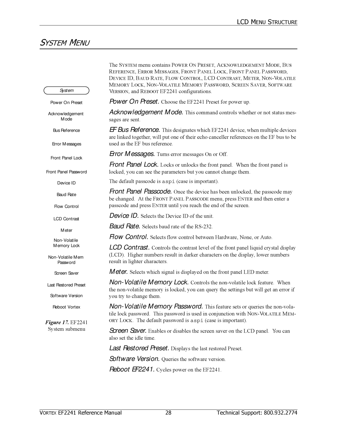 Polycom EF2241 manual System Menu 