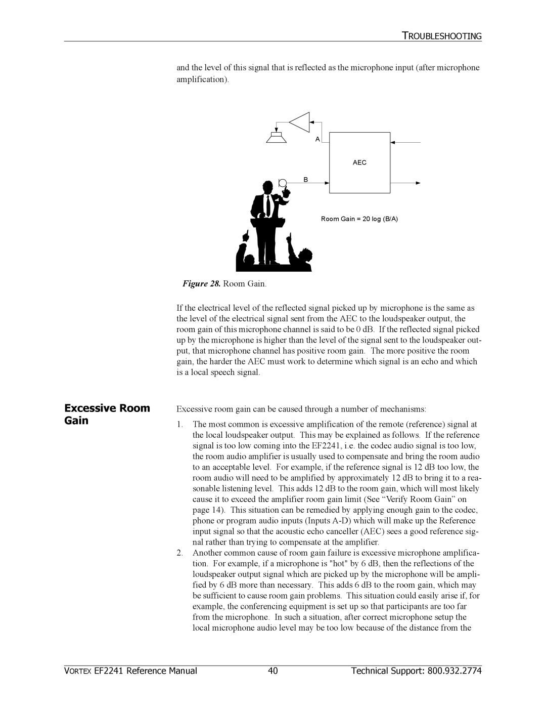 Polycom EF2241 manual Excessive Room Gain 