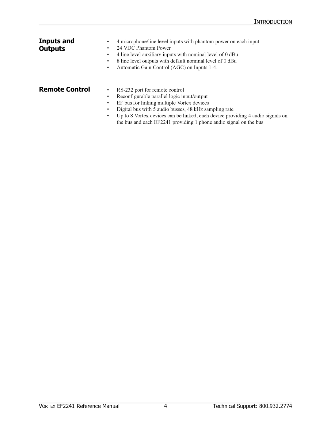 Polycom EF2241 manual Inputs Outputs Remote Control 