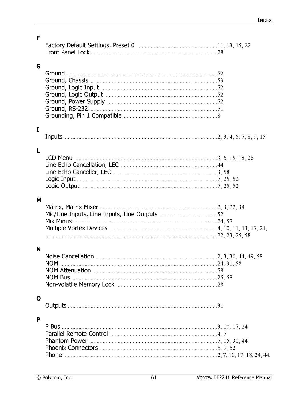 Polycom EF2241 manual Nom 