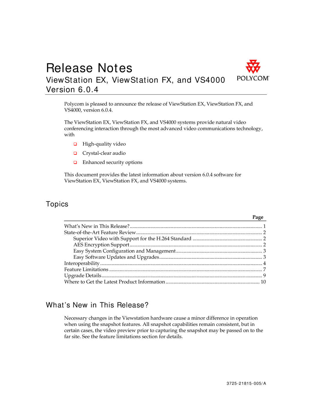 Polycom EX manual Topics, What’s New in This Release? 