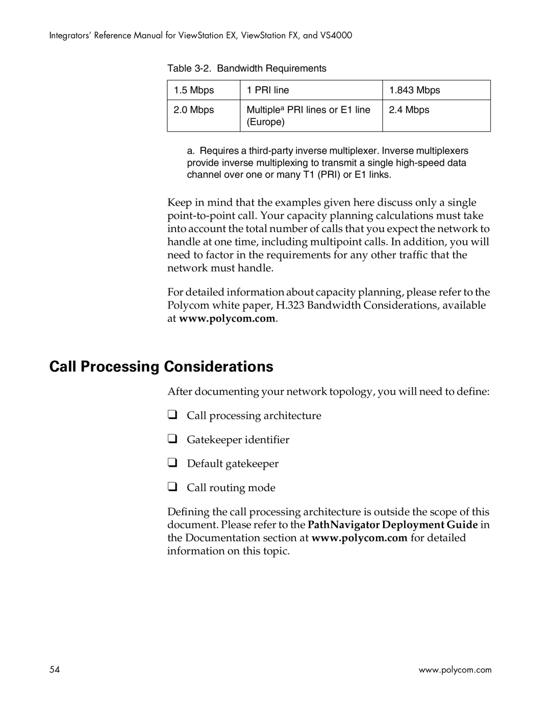 Polycom EX4000, FX4000, VS4000, EX, FX, VS4000 manual Call Processing Considerations 