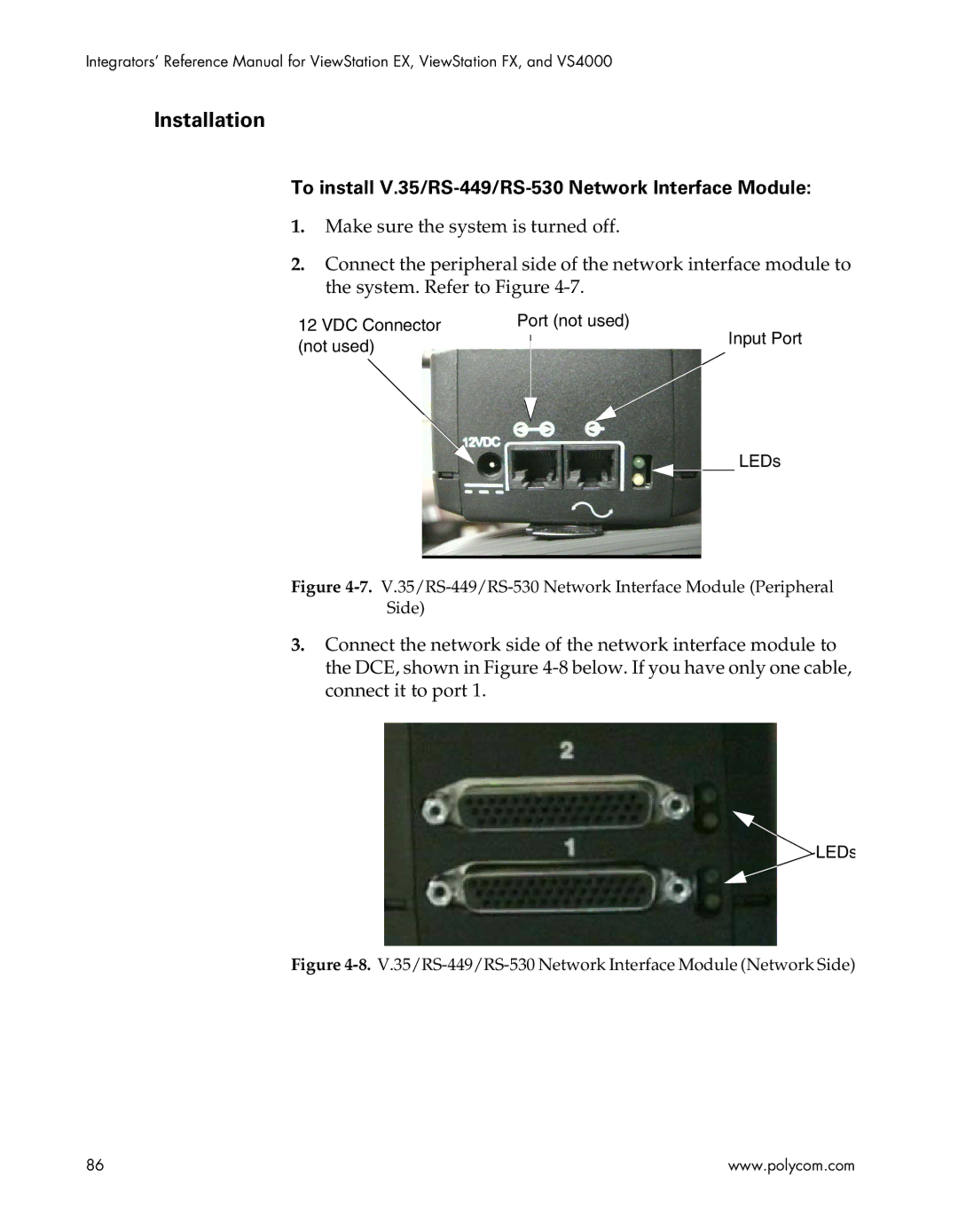 Polycom EX4000, FX4000, VS4000, EX, FX, VS4000 manual To install V.35/RS-449/RS-530 Network Interface Module 