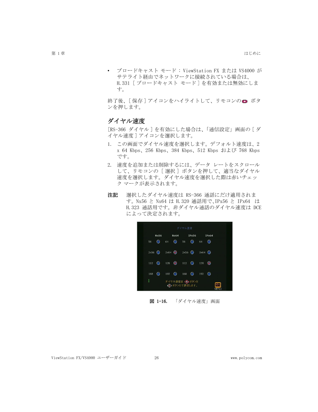 Polycom FX/VS4000 manual ダイヤル速度 