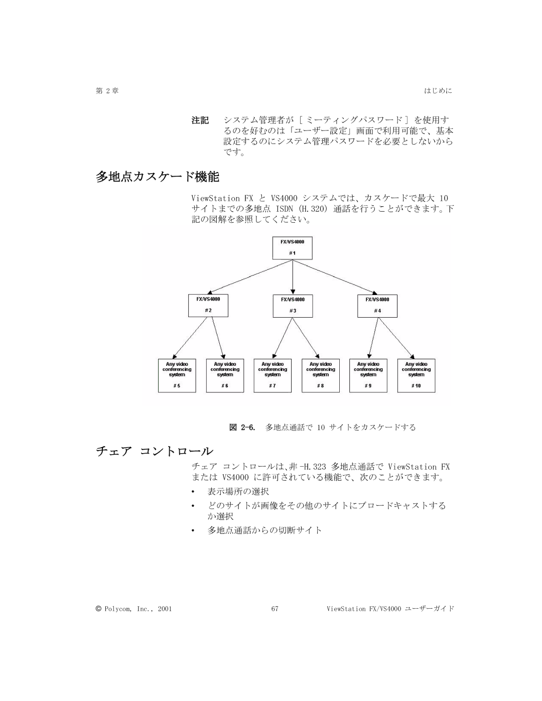 Polycom FX/VS4000 manual 多地点カスケード機能, チェア コントロール 