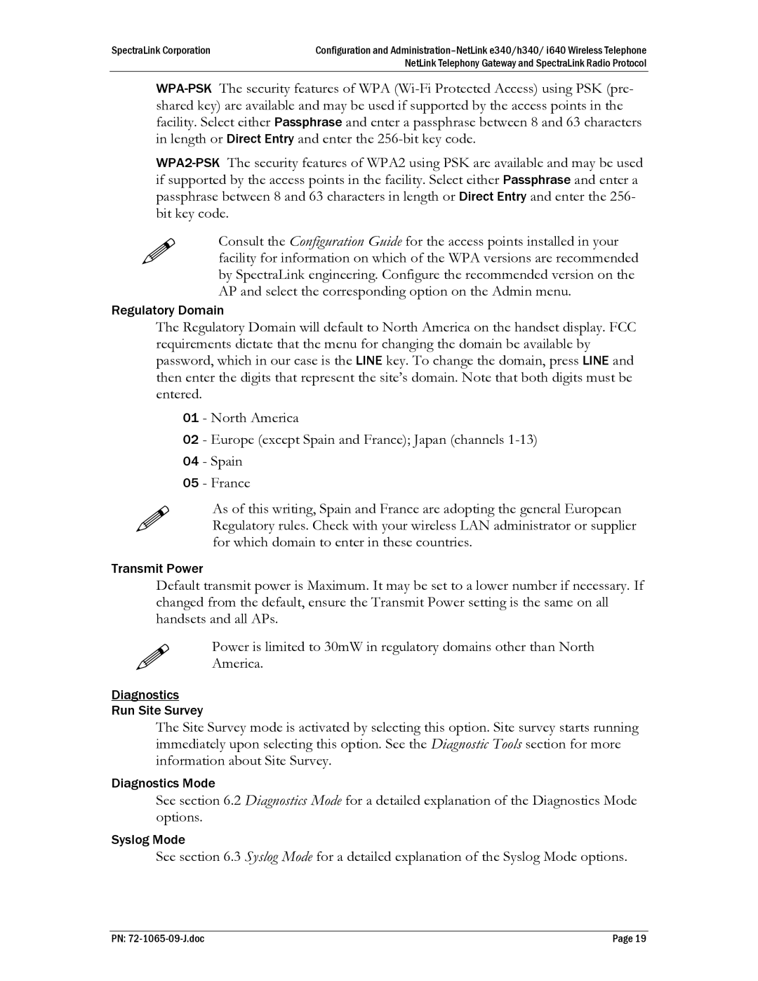 Polycom 72-1065-09, H340, I640, E340 manual Regulatory Domain 