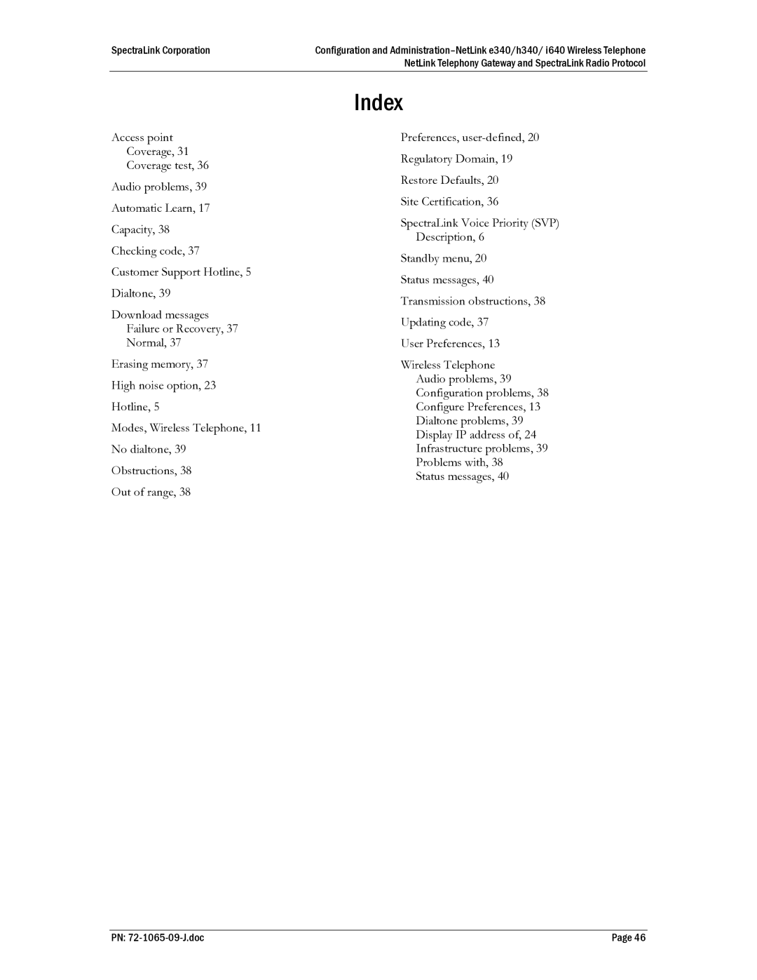 Polycom E340, H340, I640, 72-1065-09 manual Index 