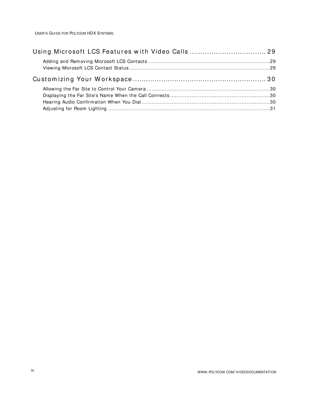 Polycom HDX Systems manual Using Microsoft LCS Features with Video Calls 