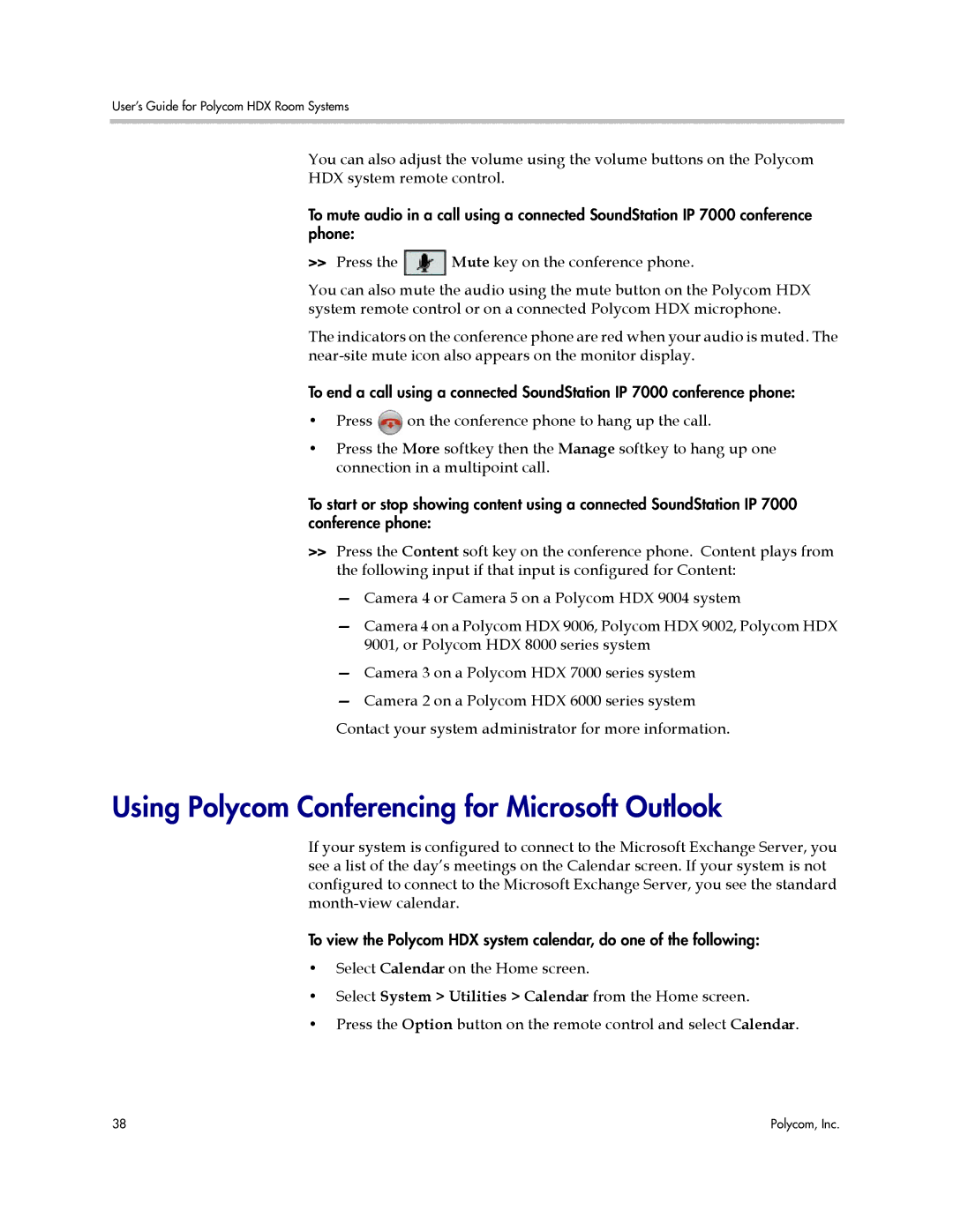 Polycom HDX manual Using Polycom Conferencing for Microsoft Outlook, Select System Utilities Calendar from the Home screen 