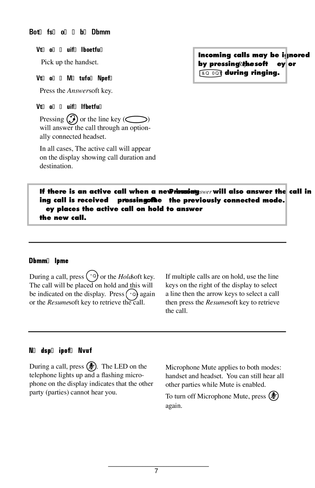 Polycom IP 300 SIP manual Answering a Call, Call Hold, Microphone Mute 