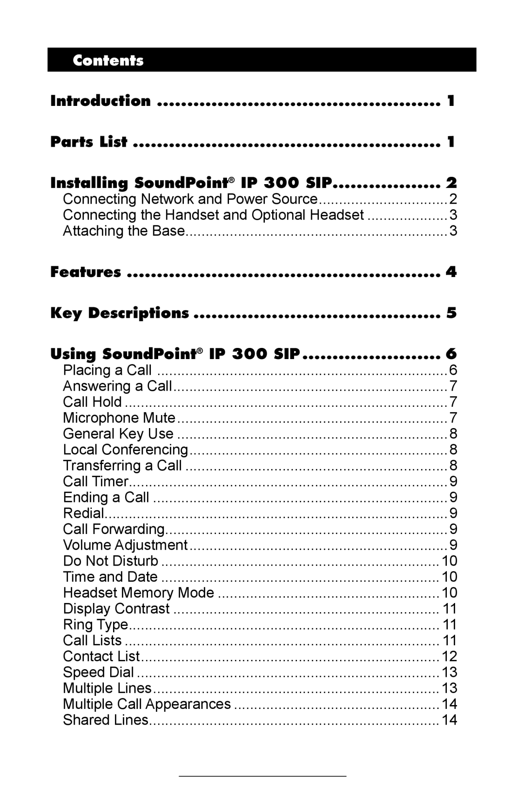 Polycom IP 300 SIP manual Contents 