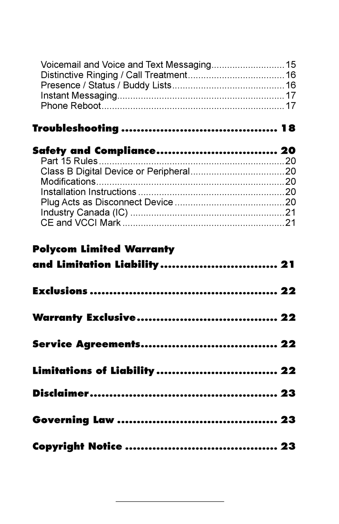 Polycom IP 300 SIP manual Troubleshooting Safety and Compliance, Limitation Liability 