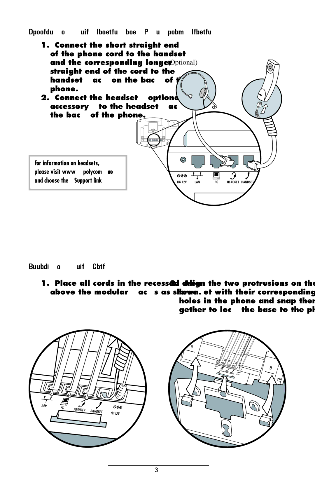 Polycom IP 300 manual Connecting the Handset and Optional Headset, Attaching the Base 