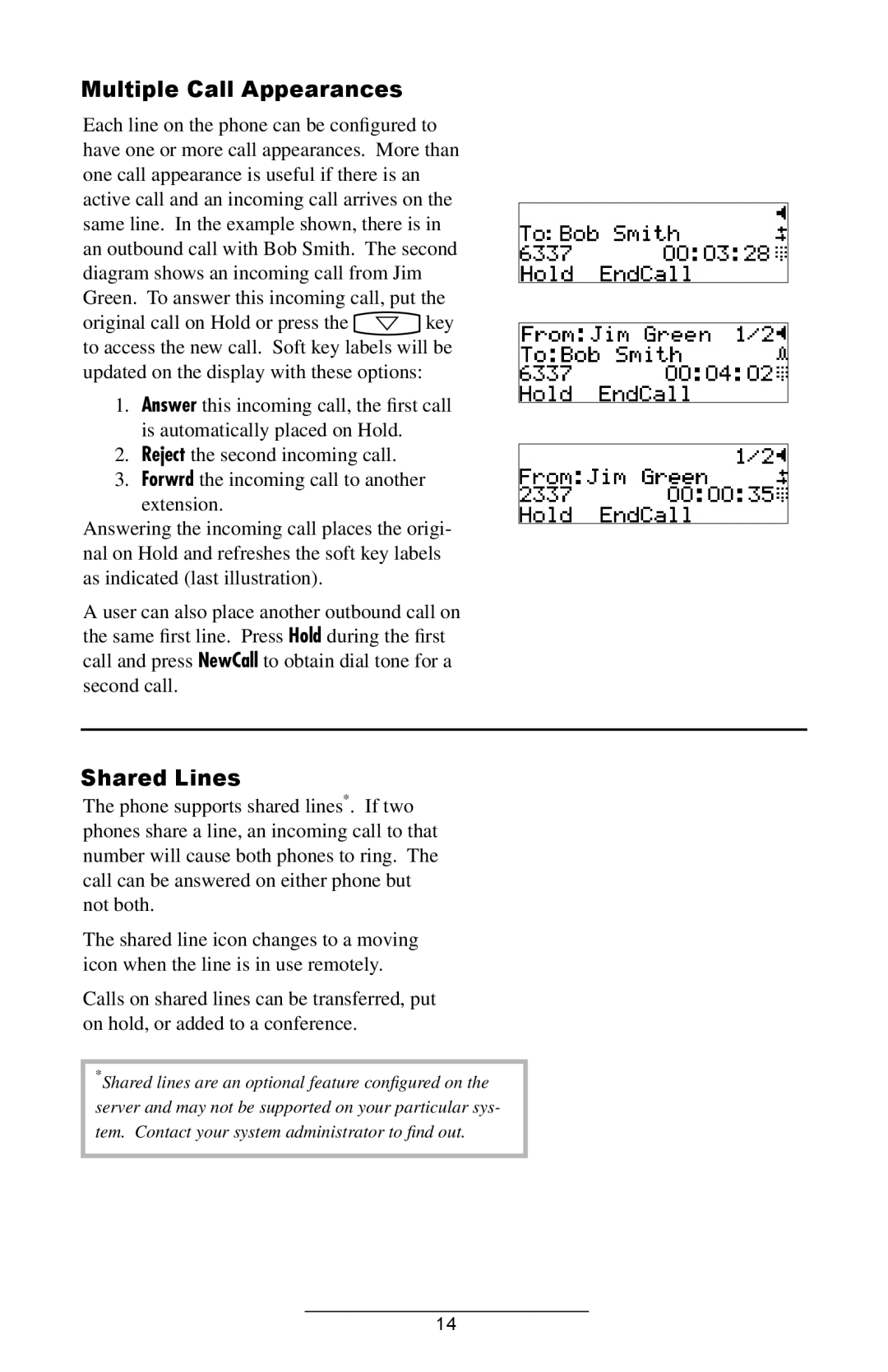 Polycom IP 300 manual Multiple Call Appearances, Shared Lines 