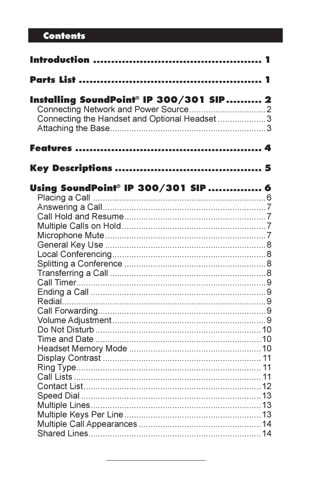 Polycom IP 300 manual Contents 