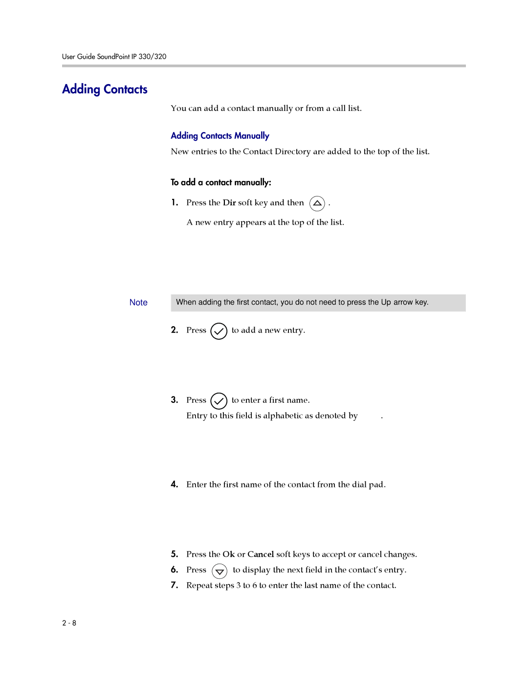 Polycom IP 320, IP 330 manual Adding Contacts 