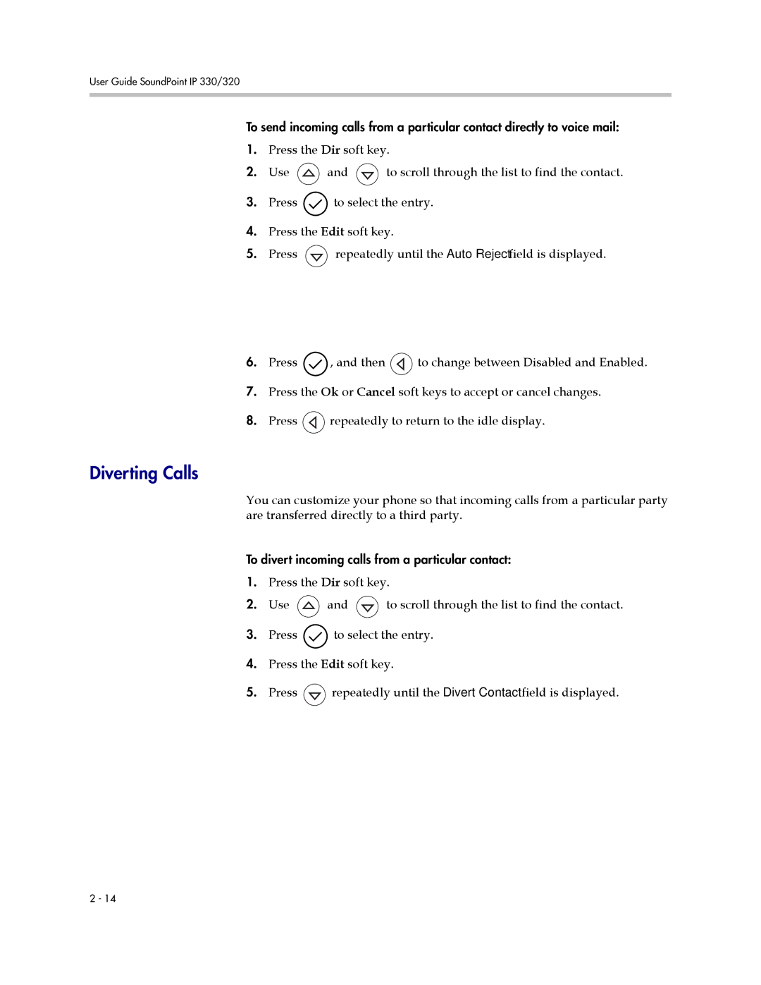 Polycom IP 320, IP 330 manual Diverting Calls 