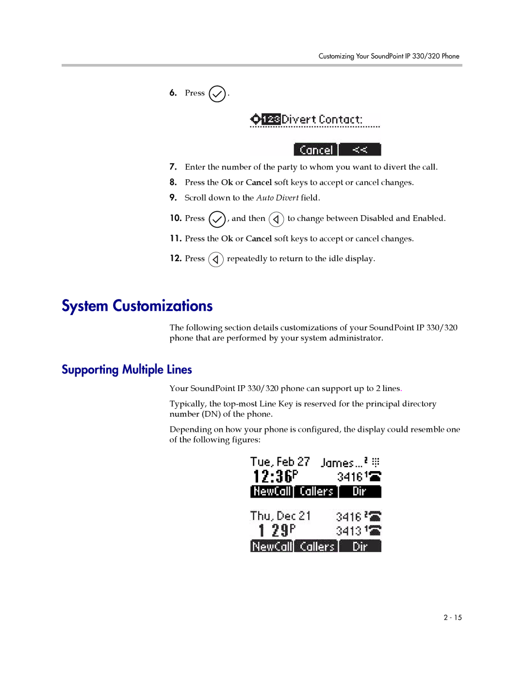 Polycom IP 330, IP 320 manual System Customizations, Supporting Multiple Lines 