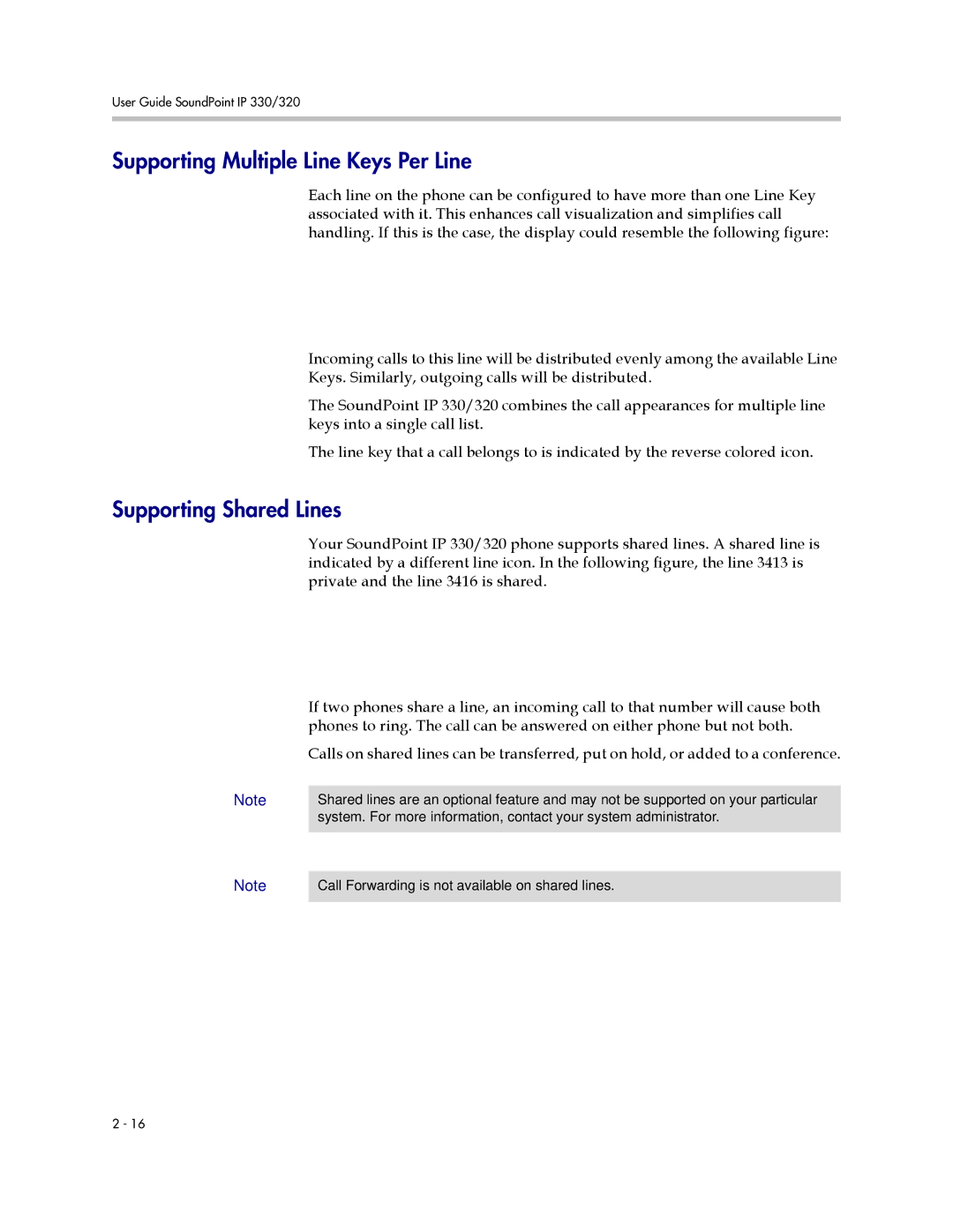 Polycom IP 320, IP 330 manual Supporting Multiple Line Keys Per Line, Supporting Shared Lines 