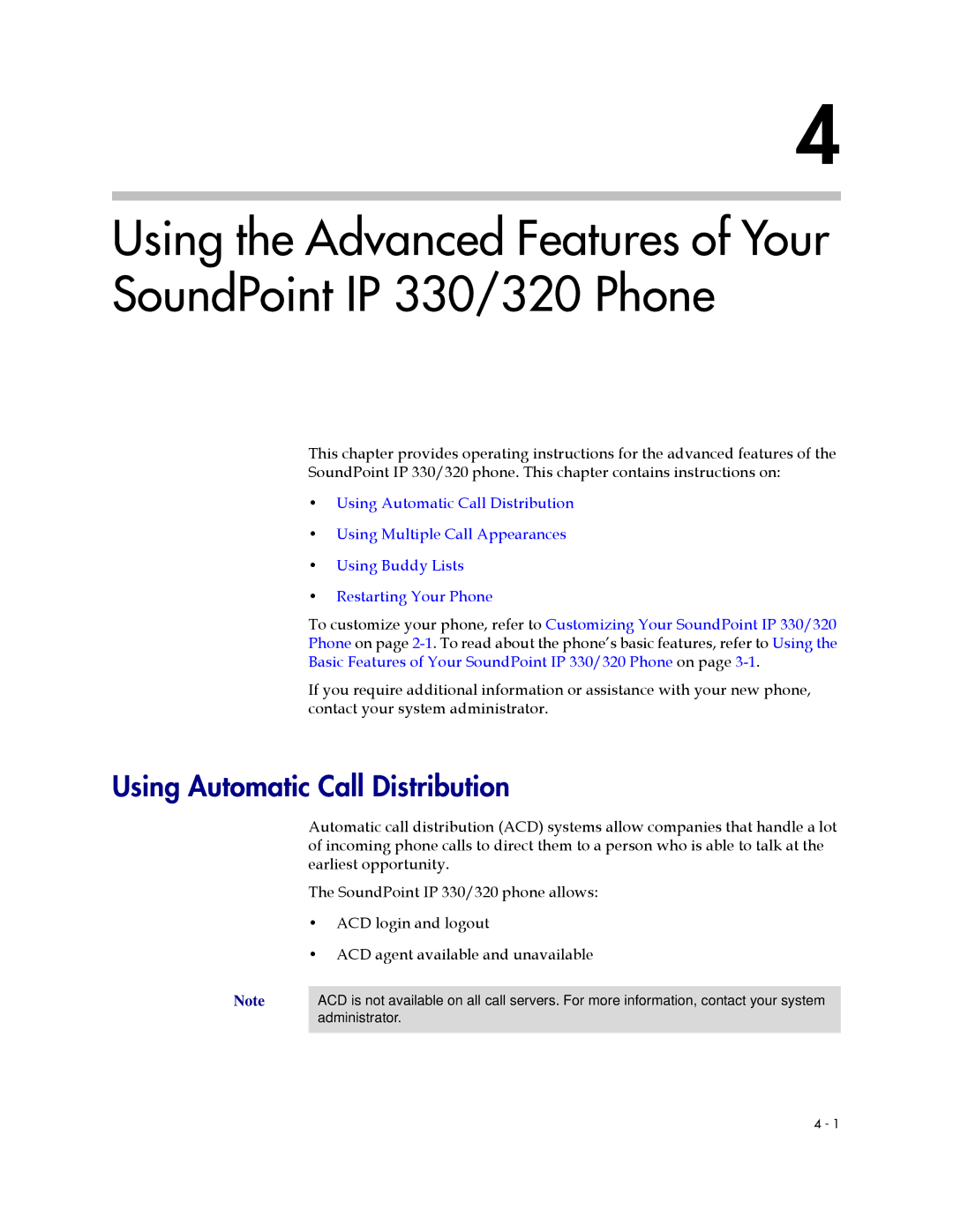 Polycom IP 330, IP 320 manual Using Automatic Call Distribution 