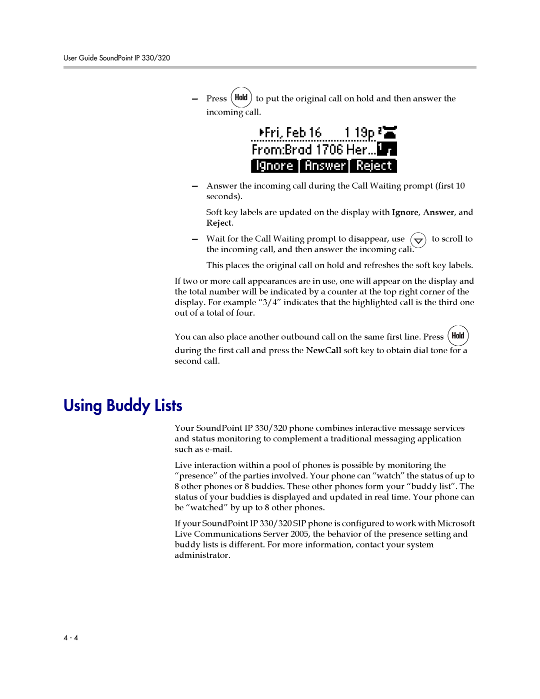 Polycom IP 320, IP 330 manual Using Buddy Lists 