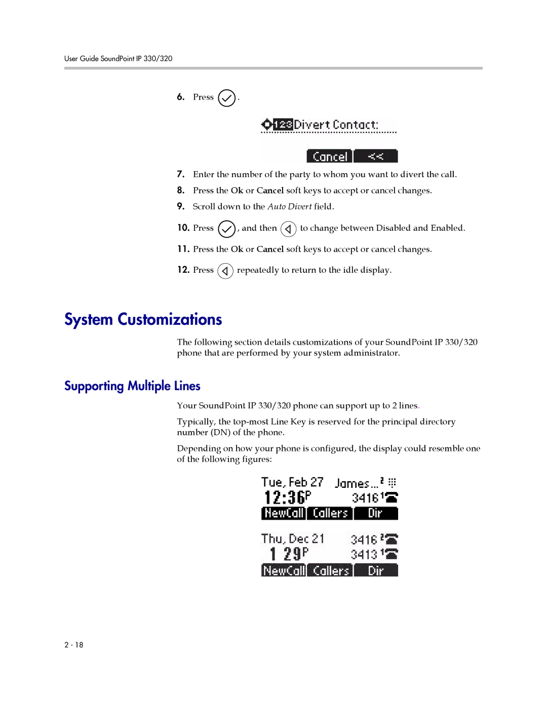 Polycom IP 320, IP 330 manual System Customizations, Supporting Multiple Lines 