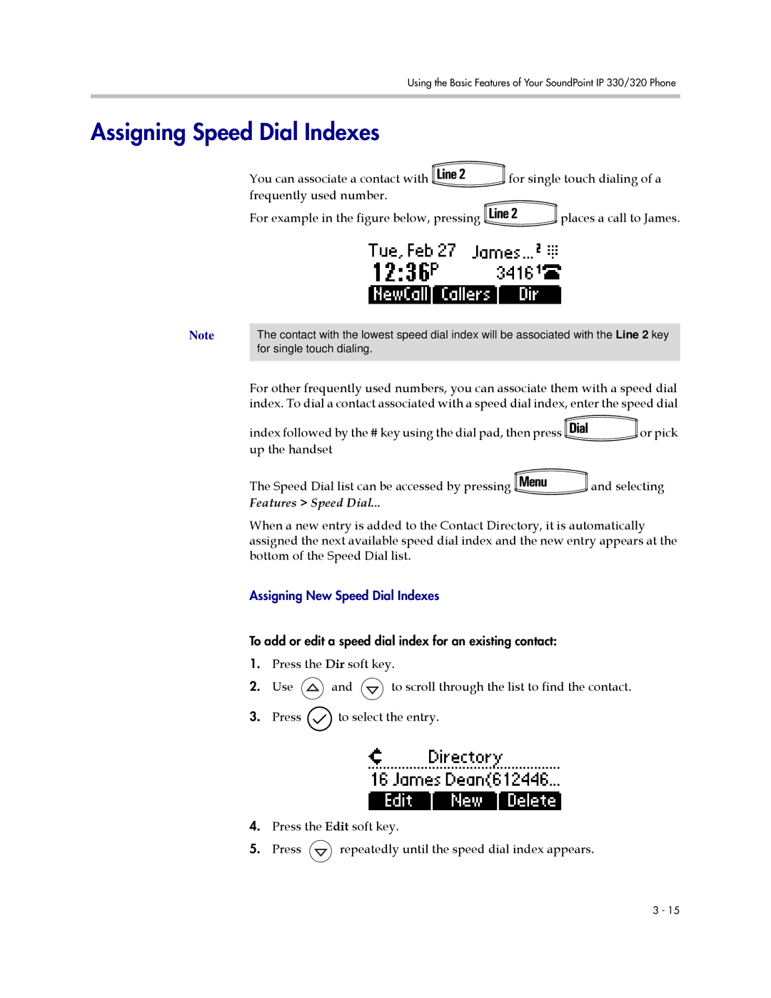 Polycom IP 330, IP 320 manual Assigning Speed Dial Indexes, Features Speed Dial 