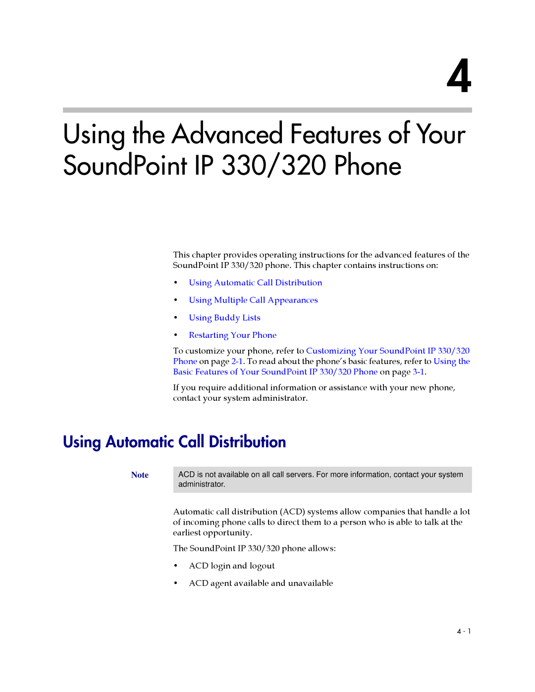 Polycom IP 330, IP 320 manual Using Automatic Call Distribution 