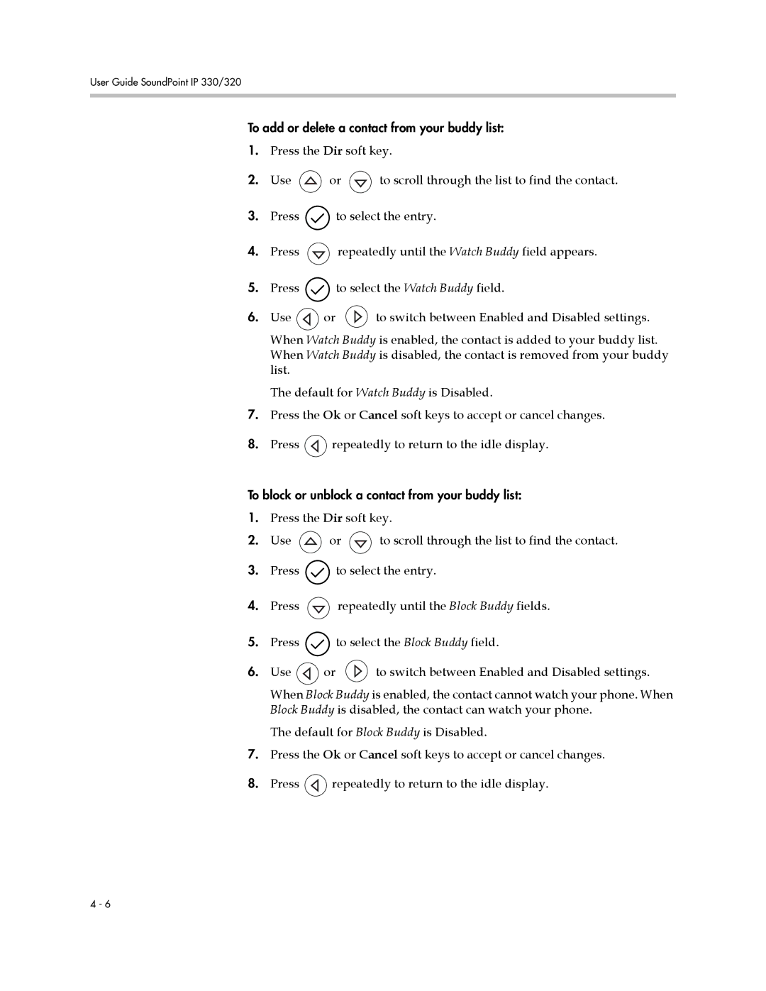 Polycom IP 320, IP 330 manual To add or delete a contact from your buddy list 