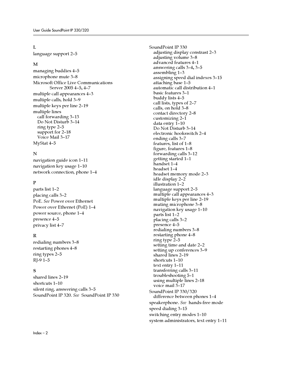 Polycom IP 320 manual User Guide SoundPoint IP 330/320 