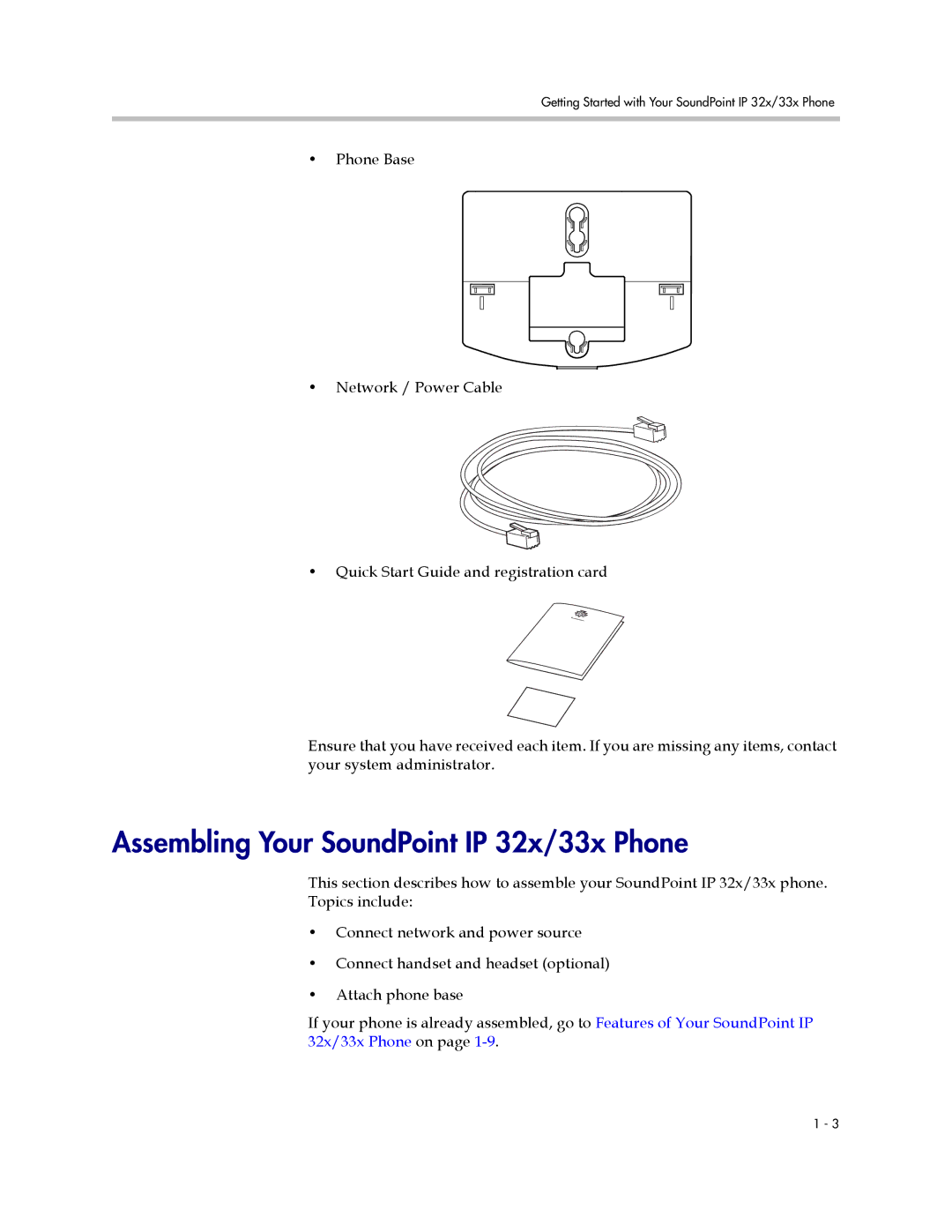 Polycom IP 33x manual Assembling Your SoundPoint IP 32x/33x Phone 