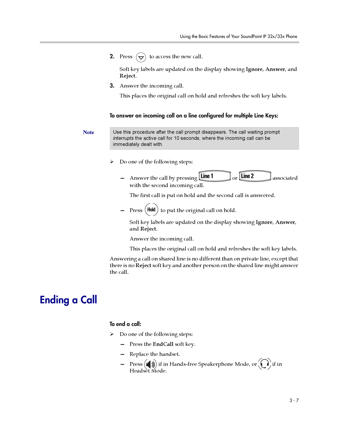 Polycom IP 32x, IP 33x manual Ending a Call 