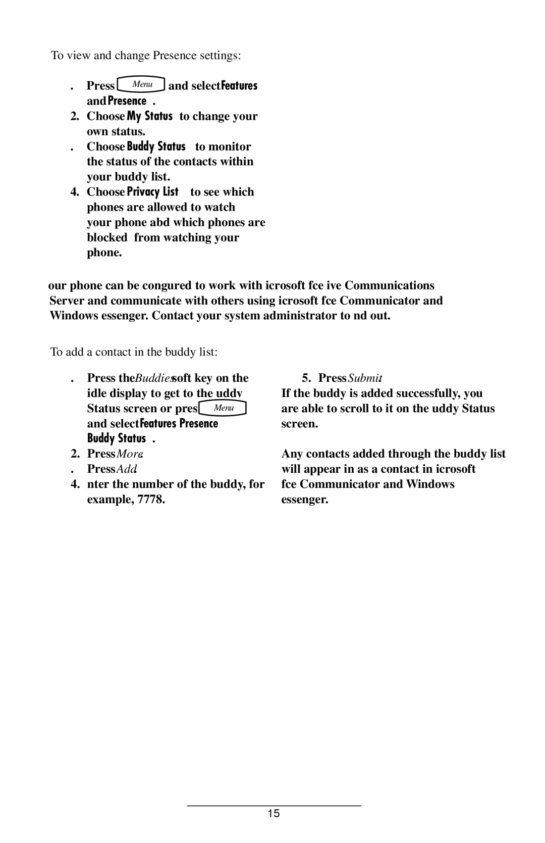 Polycom IP 4000 SIP manual To view and change Presence settings, To add a contact in the buddy list 