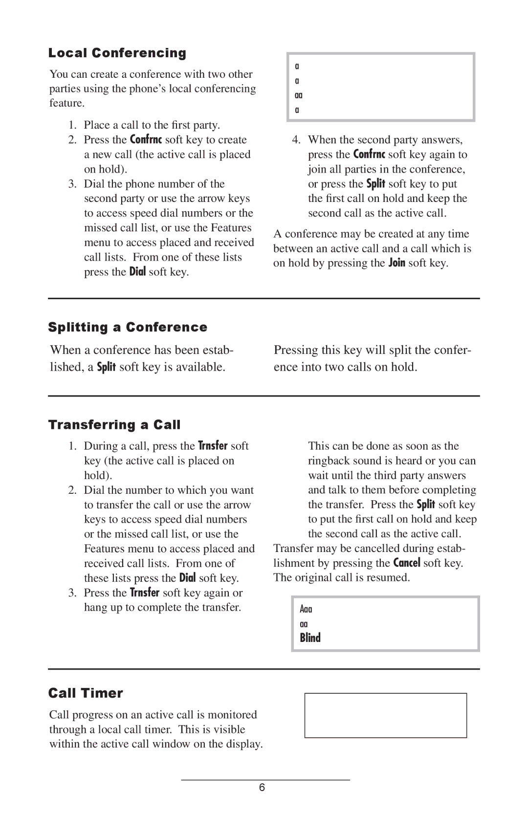 Polycom IP 4000 SIP manual Local Conferencing, Splitting a Conference, Transferring a Call, Call Timer 