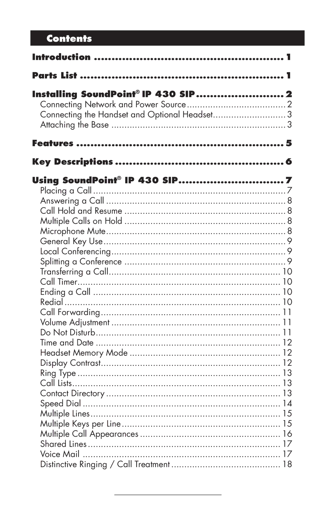 Polycom IP 430 manual Contents 