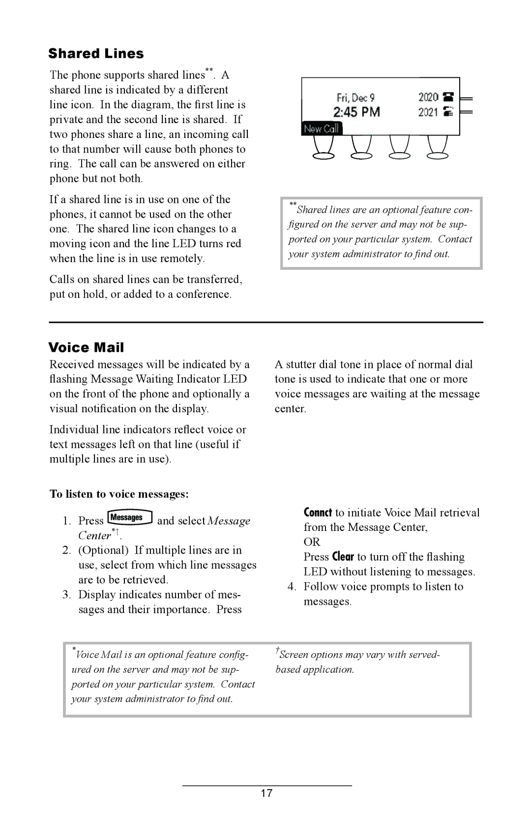 Polycom IP 430 manual Shared Lines, To listen to voice messages 