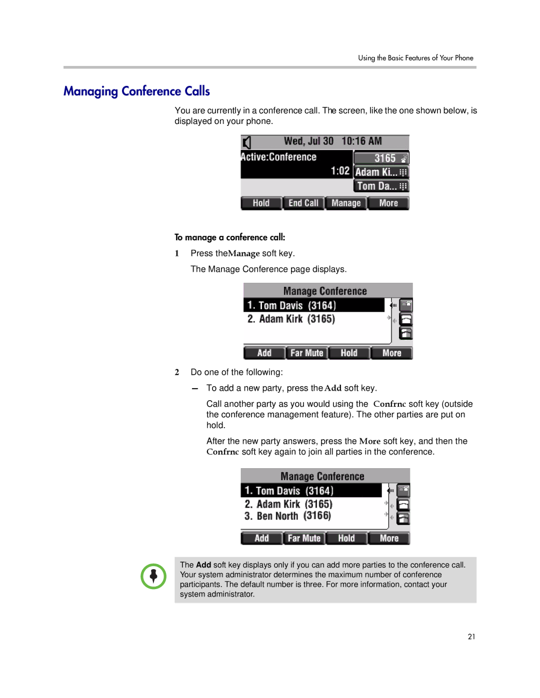 Polycom IP 450 manual Managing Conference Calls 