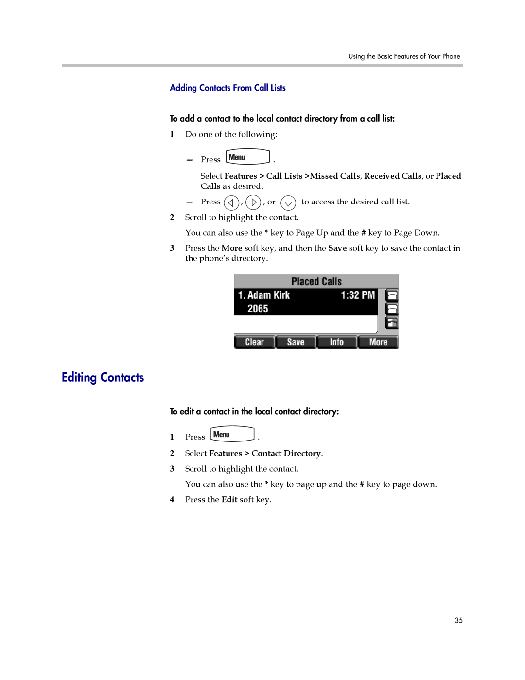 Polycom IP 450 manual Editing Contacts 