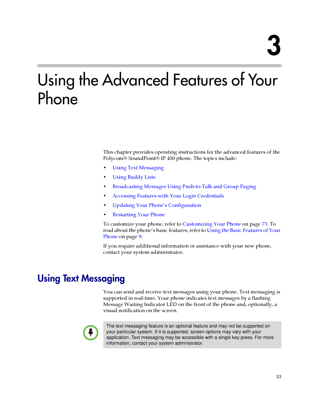 Polycom IP 450 manual Using the Advanced Features of Your Phone, Using Text Messaging 