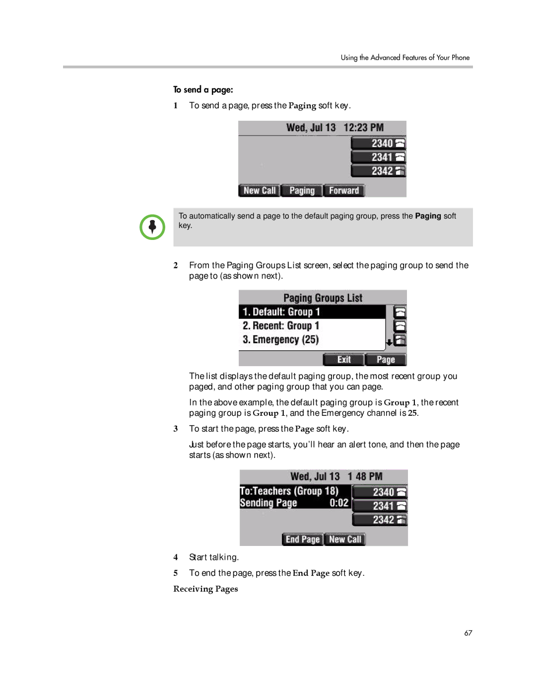 Polycom IP 450 manual Receiving Pages 